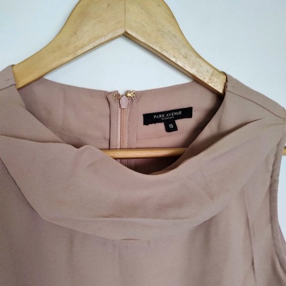 Park Avenue high neck semi casual beige nude top with lining attached & back zip - Picture 3 of 6